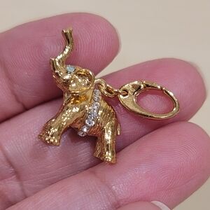 Spartina 449 Elephant Charm Custom Hinged Clasp Gold Plated Swarovski